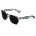 Clear Retro Tinted Lens Sunglasses - Full-Color Full-Arm Printed